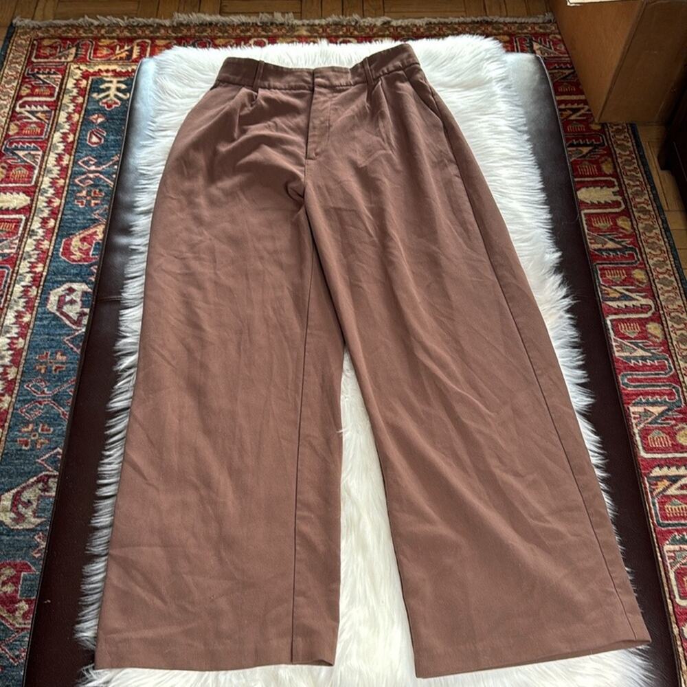Abercrombie Brown Front Pleat Ultra Wide Leg Trousers - Picture 2 of 7